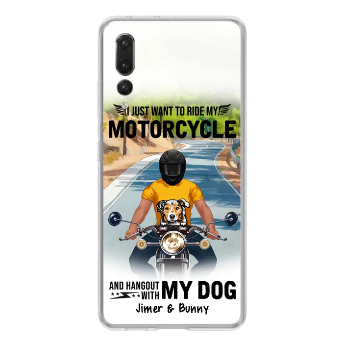 Personalized Dog With Biker Phone Case - Up to 3 Dogs - Gifts For Dog Lover - Hangout With My Dog - Phone Case For Xiaomi, Oppo And Huawei