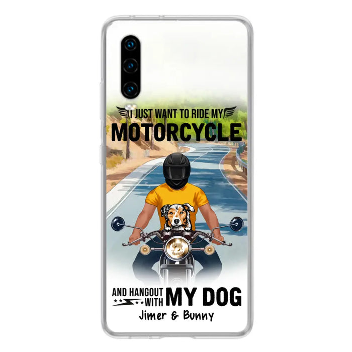 Personalized Dog With Biker Phone Case - Up to 3 Dogs - Gifts For Dog Lover - Hangout With My Dog - Phone Case For Xiaomi, Oppo And Huawei
