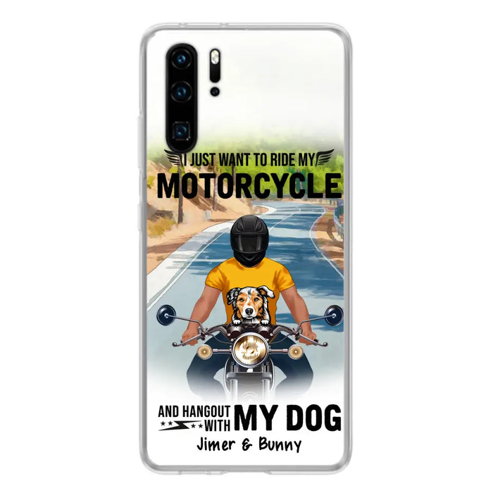 Personalized Dog With Biker Phone Case - Up to 3 Dogs - Gifts For Dog Lover - Hangout With My Dog - Phone Case For Xiaomi, Oppo And Huawei