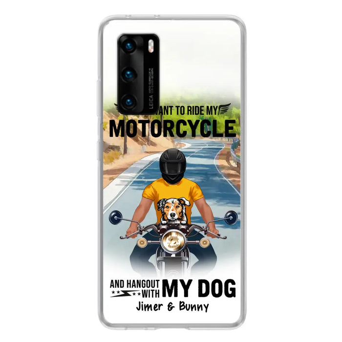 Personalized Dog With Biker Phone Case - Up to 3 Dogs - Gifts For Dog Lover - Hangout With My Dog - Phone Case For Xiaomi, Oppo And Huawei