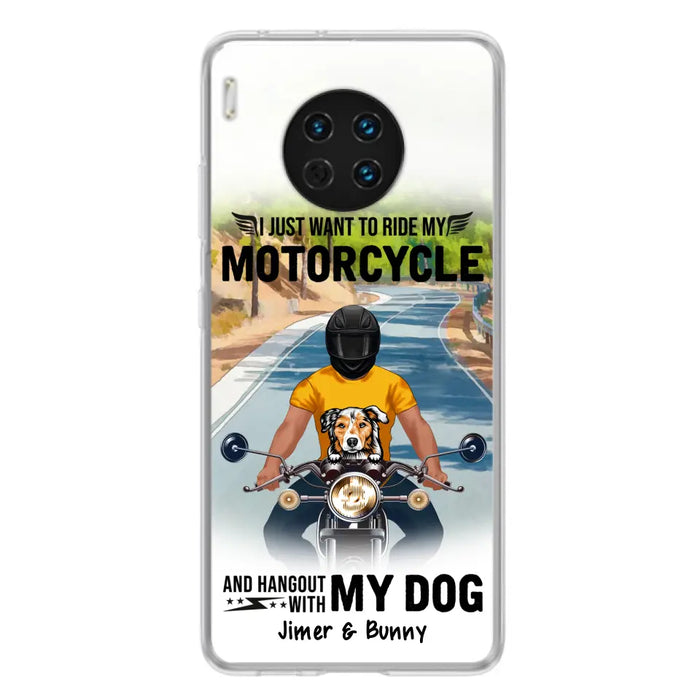 Personalized Dog With Biker Phone Case - Up to 3 Dogs - Gifts For Dog Lover - Hangout With My Dog - Phone Case For Xiaomi, Oppo And Huawei