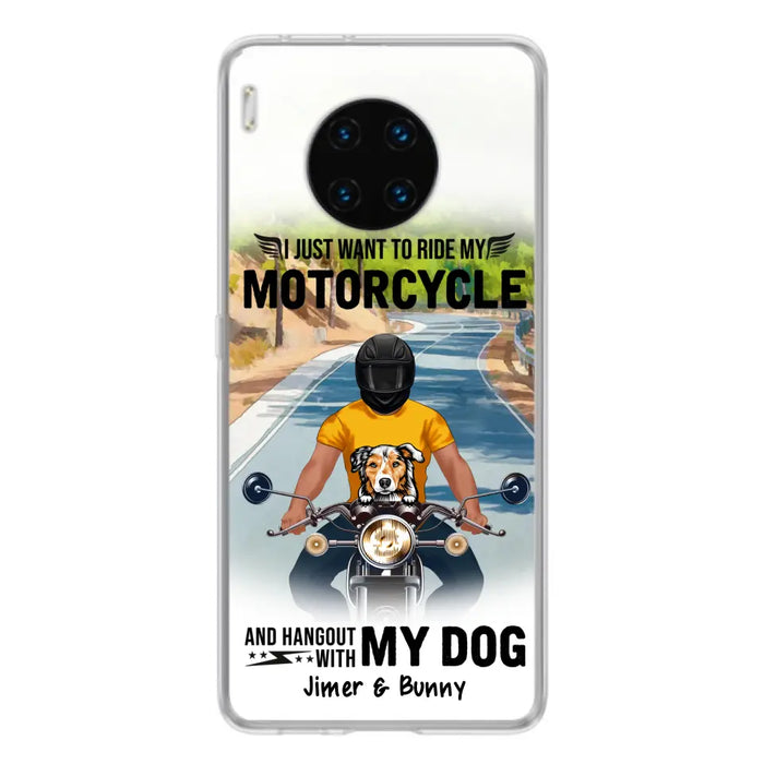 Personalized Dog With Biker Phone Case - Up to 3 Dogs - Gifts For Dog Lover - Hangout With My Dog - Phone Case For Xiaomi, Oppo And Huawei
