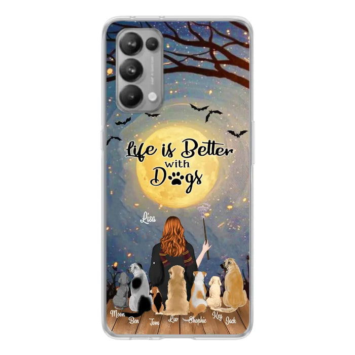 Personalized Witch Phone Case - Up to 7 Dogs - Gift For Dog Lover - Life Is Better With Dogs