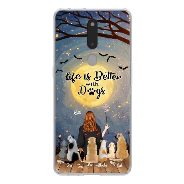 Personalized Witch Phone Case - Up to 7 Dogs - Gift For Dog Lover - Life Is Better With Dogs