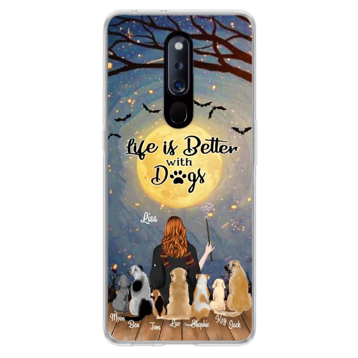 Personalized Witch Phone Case - Up to 7 Dogs - Gift For Dog Lover - Life Is Better With Dogs