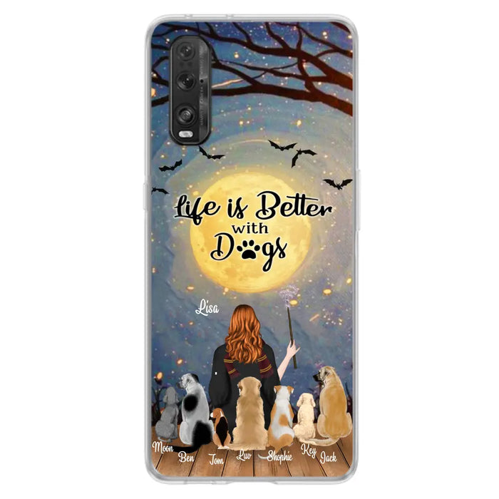 Personalized Witch Phone Case - Up to 7 Dogs - Gift For Dog Lover - Life Is Better With Dogs