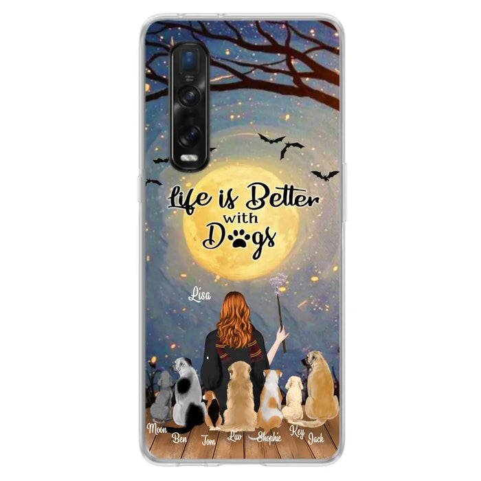 Personalized Witch Phone Case - Up to 7 Dogs - Gift For Dog Lover - Life Is Better With Dogs