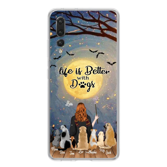 Personalized Witch Phone Case - Up to 7 Dogs - Gift For Dog Lover - Life Is Better With Dogs