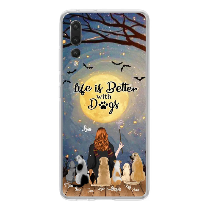 Personalized Witch Phone Case - Up to 7 Dogs - Gift For Dog Lover - Life Is Better With Dogs
