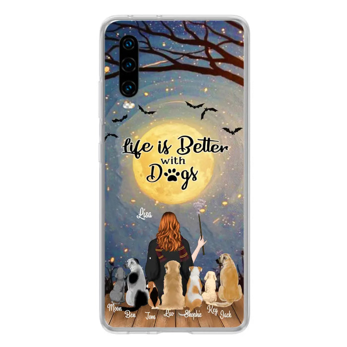 Personalized Witch Phone Case - Up to 7 Dogs - Gift For Dog Lover - Life Is Better With Dogs