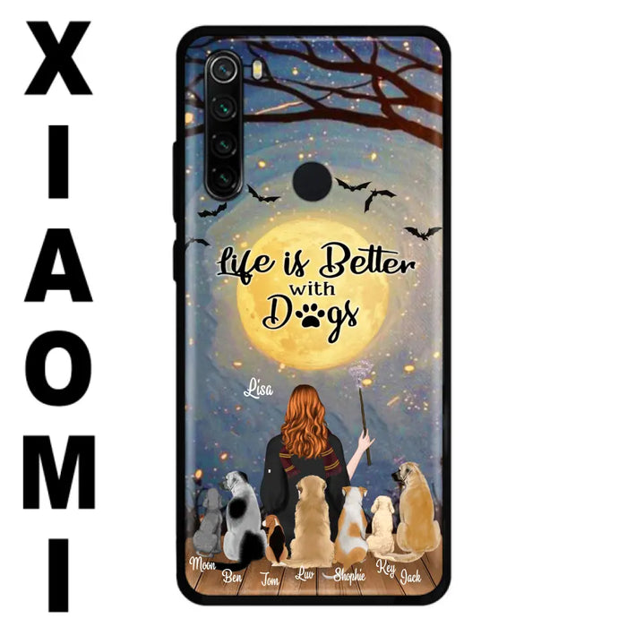 Personalized Witch Phone Case - Up to 7 Dogs - Gift For Dog Lover - Life Is Better With Dogs