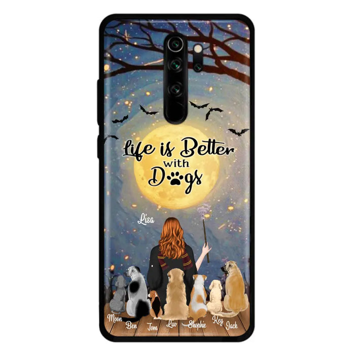 Personalized Witch Phone Case - Up to 7 Dogs - Gift For Dog Lover - Life Is Better With Dogs