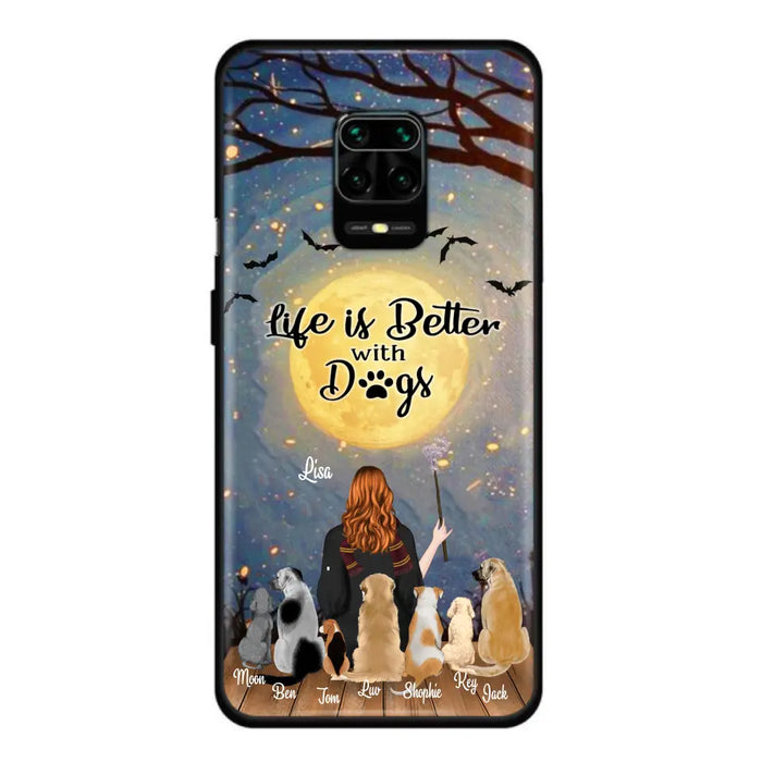 Personalized Witch Phone Case - Up to 7 Dogs - Gift For Dog Lover - Life Is Better With Dogs