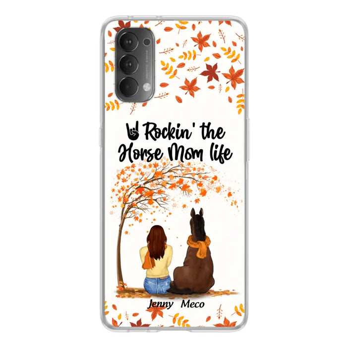 Personalized Horse Mom In Autumn Phone Case - Girl With Up to 3 Horses - Case For Xiaomi, Oppo And Huawei