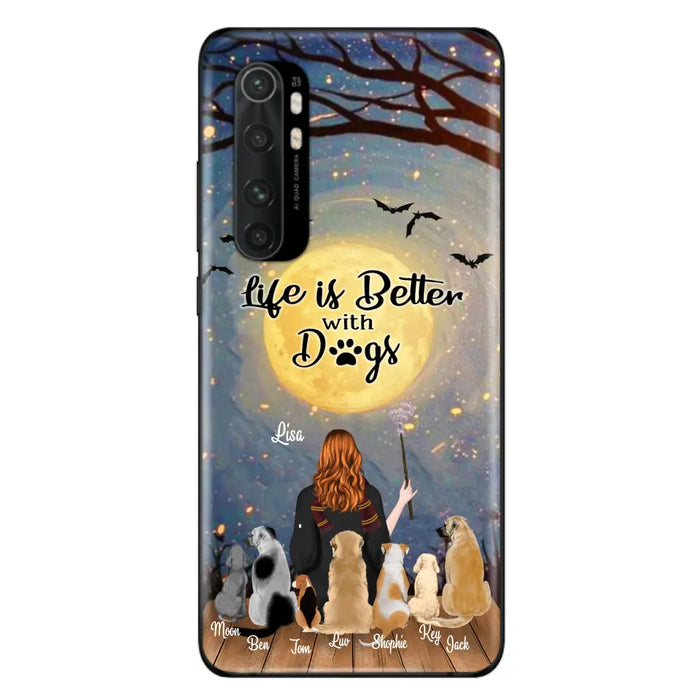 Personalized Witch Phone Case - Up to 7 Dogs - Gift For Dog Lover - Life Is Better With Dogs