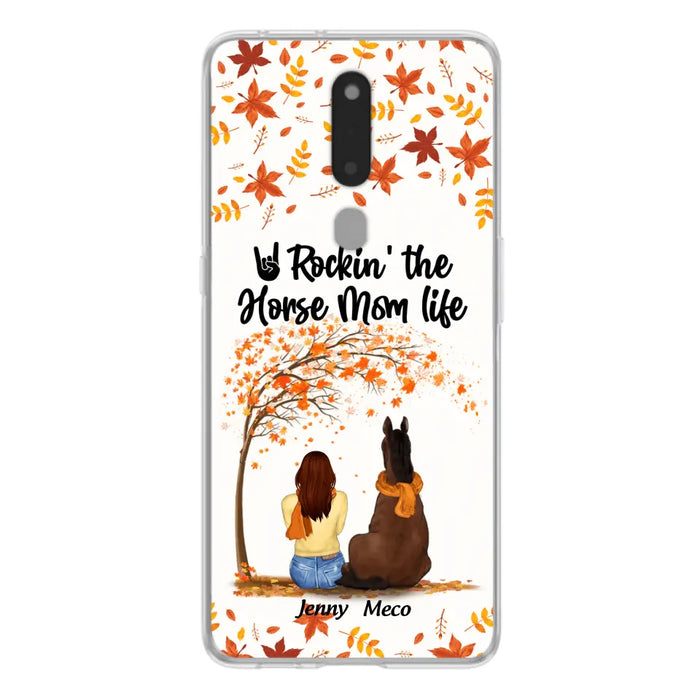 Personalized Horse Mom In Autumn Phone Case - Girl With Up to 3 Horses - Case For Xiaomi, Oppo And Huawei