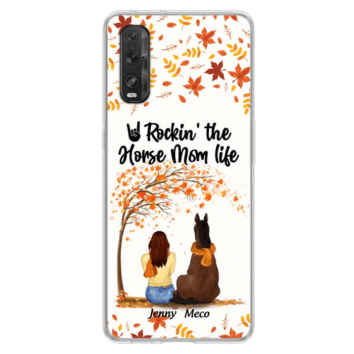 Personalized Horse Mom In Autumn Phone Case - Girl With Up to 3 Horses - Case For Xiaomi, Oppo And Huawei