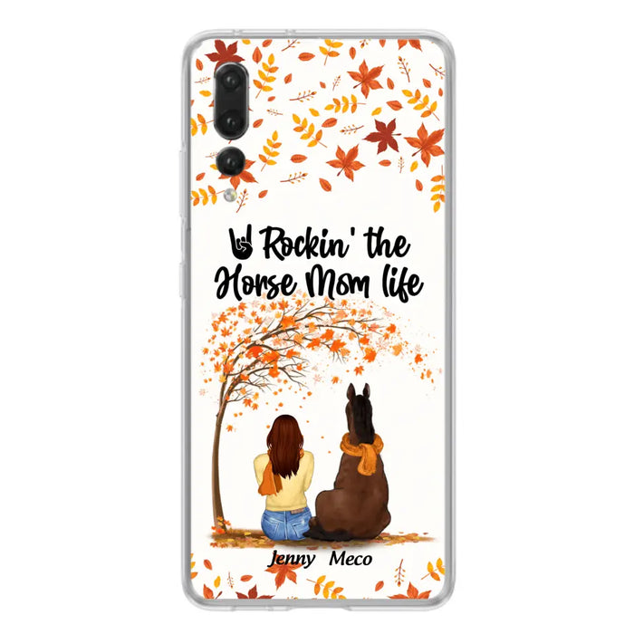 Personalized Horse Mom In Autumn Phone Case - Girl With Up to 3 Horses - Case For Xiaomi, Oppo And Huawei