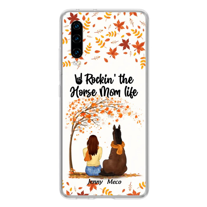 Personalized Horse Mom In Autumn Phone Case - Girl With Up to 3 Horses - Case For Xiaomi, Oppo And Huawei