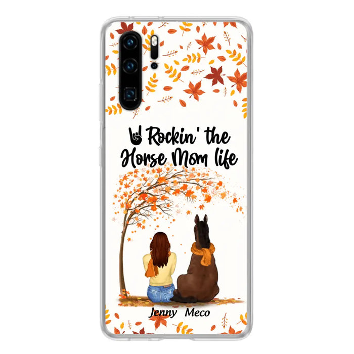 Personalized Horse Mom In Autumn Phone Case - Girl With Up to 3 Horses - Case For Xiaomi, Oppo And Huawei