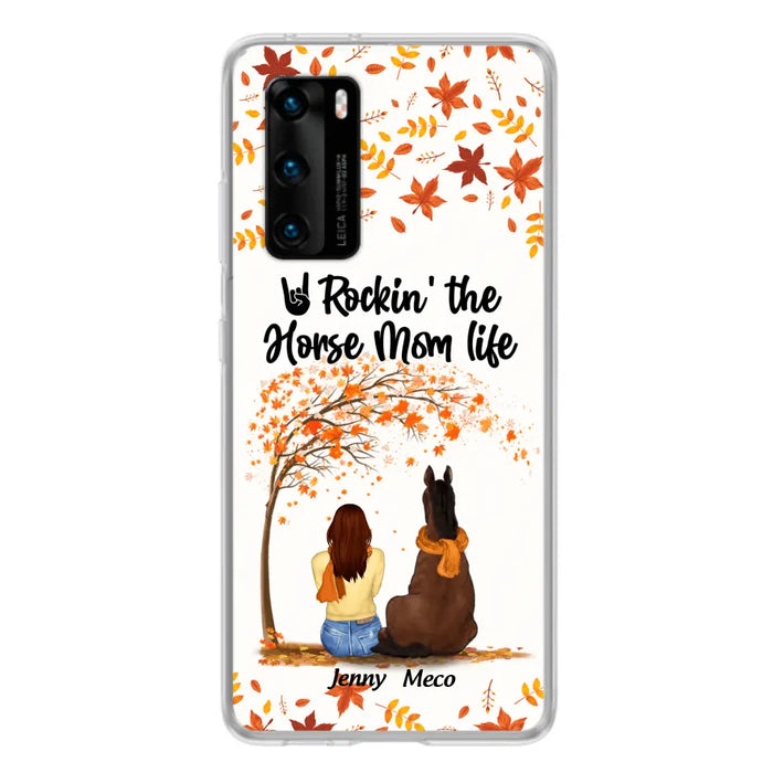 Personalized Horse Mom In Autumn Phone Case - Girl With Up to 3 Horses - Case For Xiaomi, Oppo And Huawei