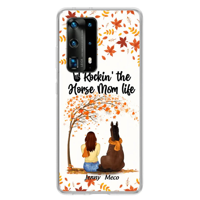 Personalized Horse Mom In Autumn Phone Case - Girl With Up to 3 Horses - Case For Xiaomi, Oppo And Huawei