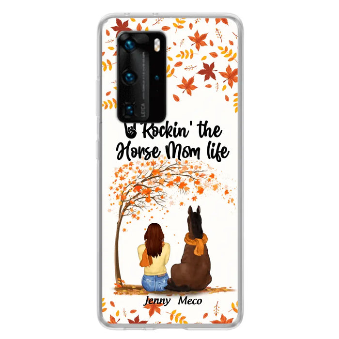 Personalized Horse Mom In Autumn Phone Case - Girl With Up to 3 Horses - Case For Xiaomi, Oppo And Huawei