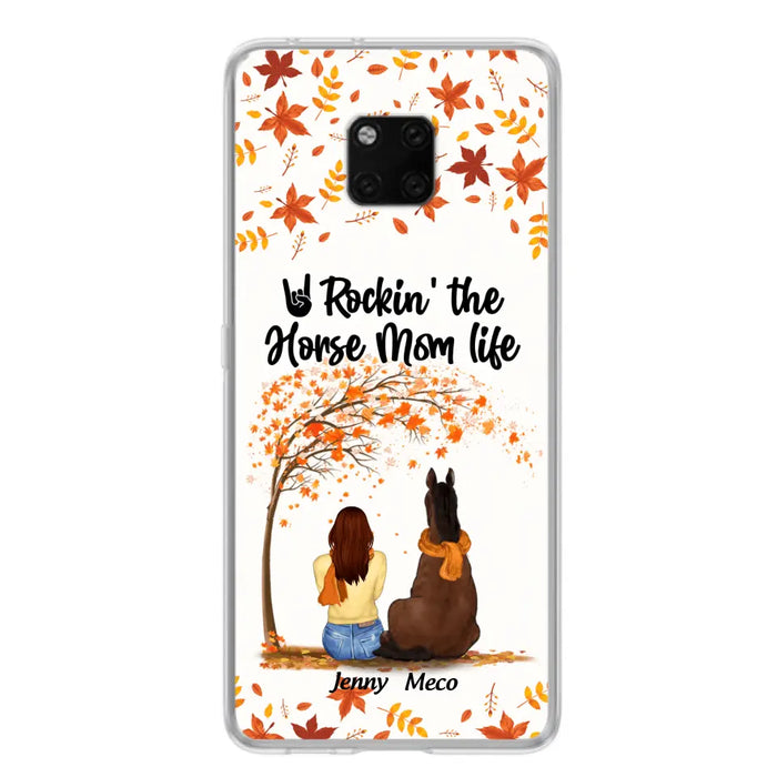 Personalized Horse Mom In Autumn Phone Case - Girl With Up to 3 Horses - Case For Xiaomi, Oppo And Huawei