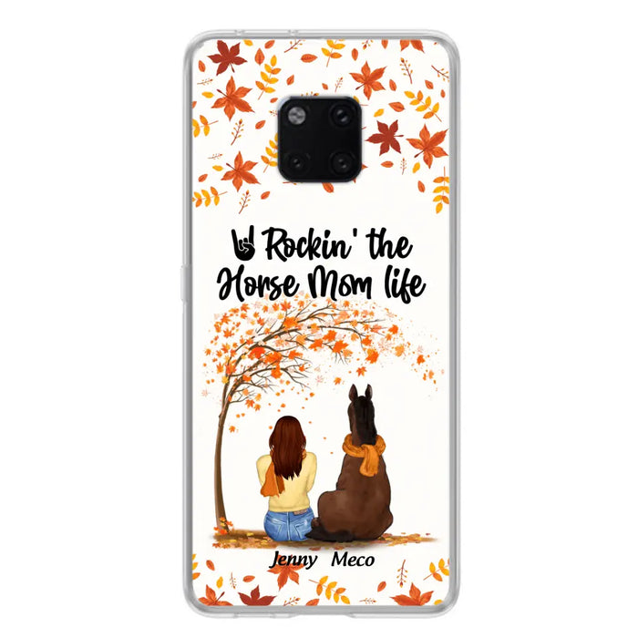 Personalized Horse Mom In Autumn Phone Case - Girl With Up to 3 Horses - Case For Xiaomi, Oppo And Huawei