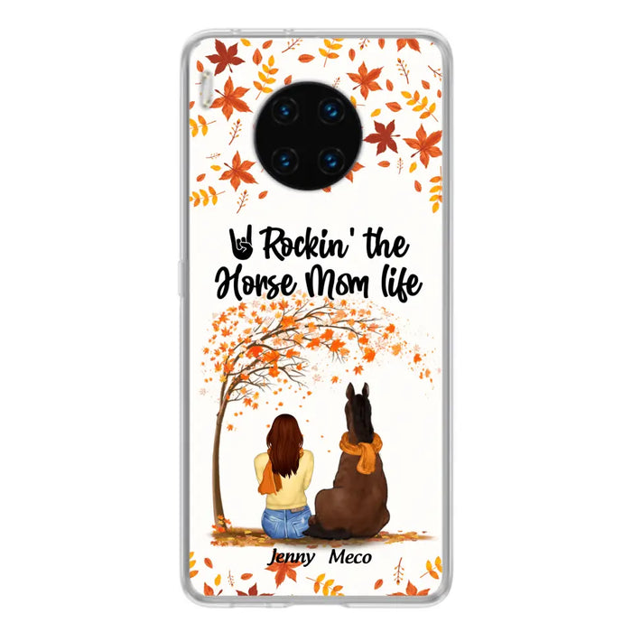 Personalized Horse Mom In Autumn Phone Case - Girl With Up to 3 Horses - Case For Xiaomi, Oppo And Huawei