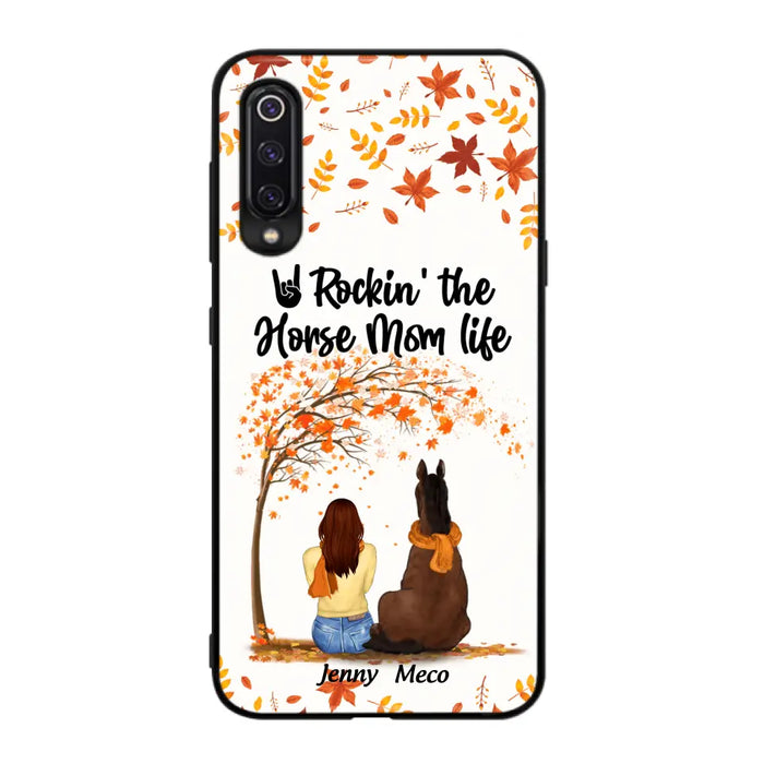 Personalized Horse Mom In Autumn Phone Case - Girl With Up to 3 Horses - Case For Xiaomi, Oppo And Huawei