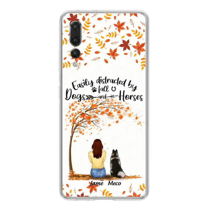 Personalized Horse Dog Mom In Autumn Phone Case - Up to 3 Horses/Dogs - Case For Xiaomi, Oppo And Huawei