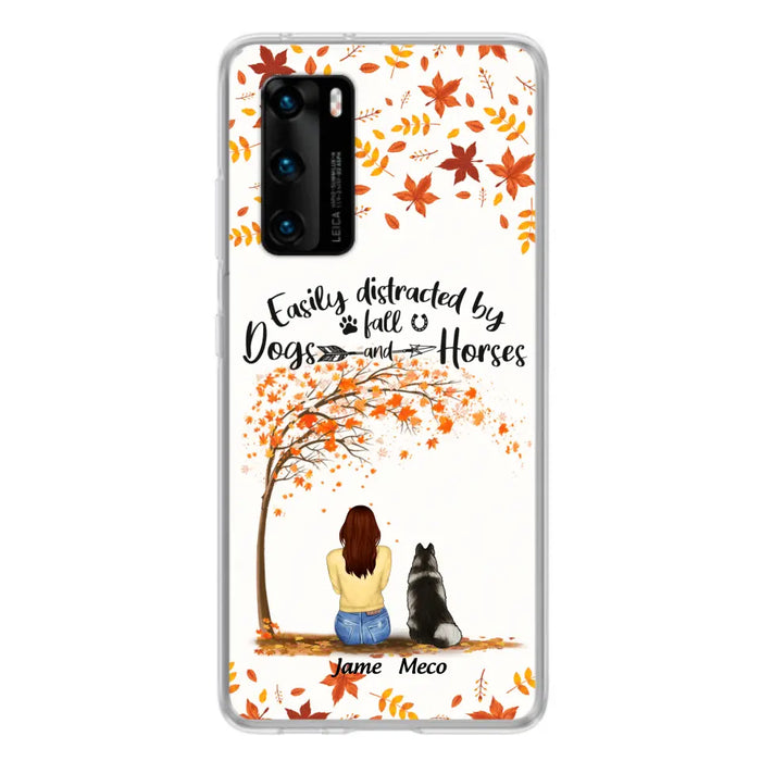 Personalized Horse Dog Mom In Autumn Phone Case - Up to 3 Horses/Dogs - Case For Xiaomi, Oppo And Huawei
