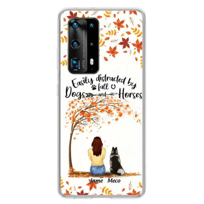 Personalized Horse Dog Mom In Autumn Phone Case - Up to 3 Horses/Dogs - Case For Xiaomi, Oppo And Huawei