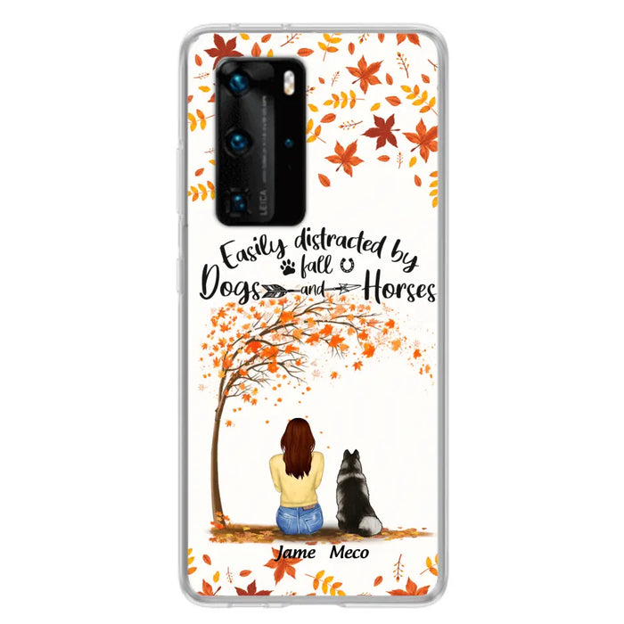 Personalized Horse Dog Mom In Autumn Phone Case - Up to 3 Horses/Dogs - Case For Xiaomi, Oppo And Huawei