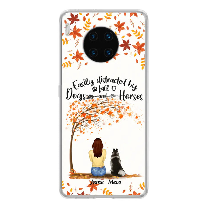 Personalized Horse Dog Mom In Autumn Phone Case - Up to 3 Horses/Dogs - Case For Xiaomi, Oppo And Huawei