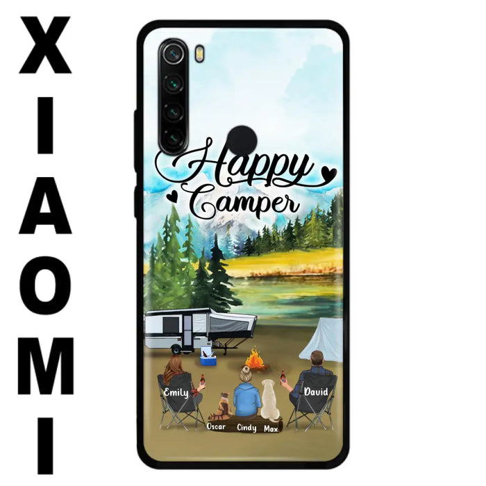 Personalized Camping Phone Case - Parents With 1 Kids And 2 Pets - Best Gift For Family - Happy Camper - Case For Xiaomi, Oppo And Huawei