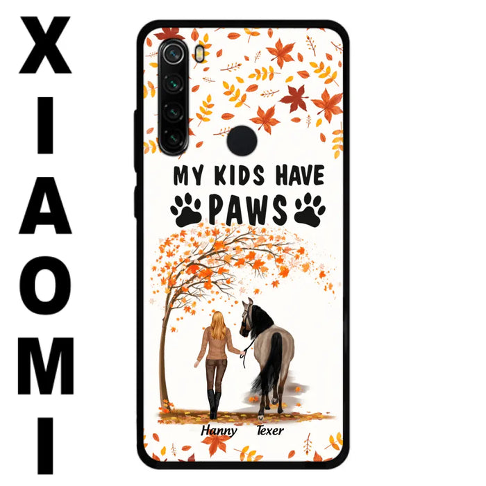 Personalized Horse Mom In Autumn Phone Case - Girl With Up to 2 Horses - My Kids Have Paws - Case For Xiaomi, Oppo And Huawei