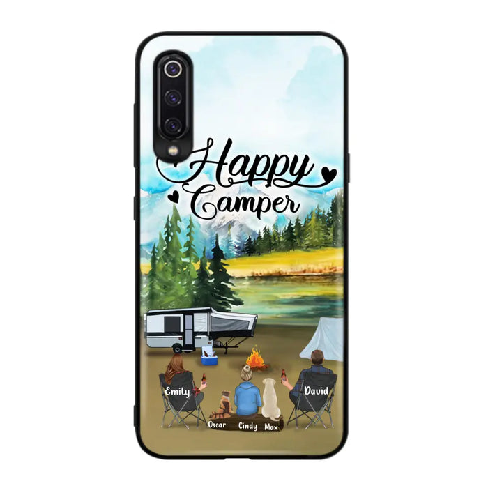 Personalized Camping Phone Case - Parents With 1 Kids And 2 Pets - Best Gift For Family - Happy Camper - Case For Xiaomi, Oppo And Huawei