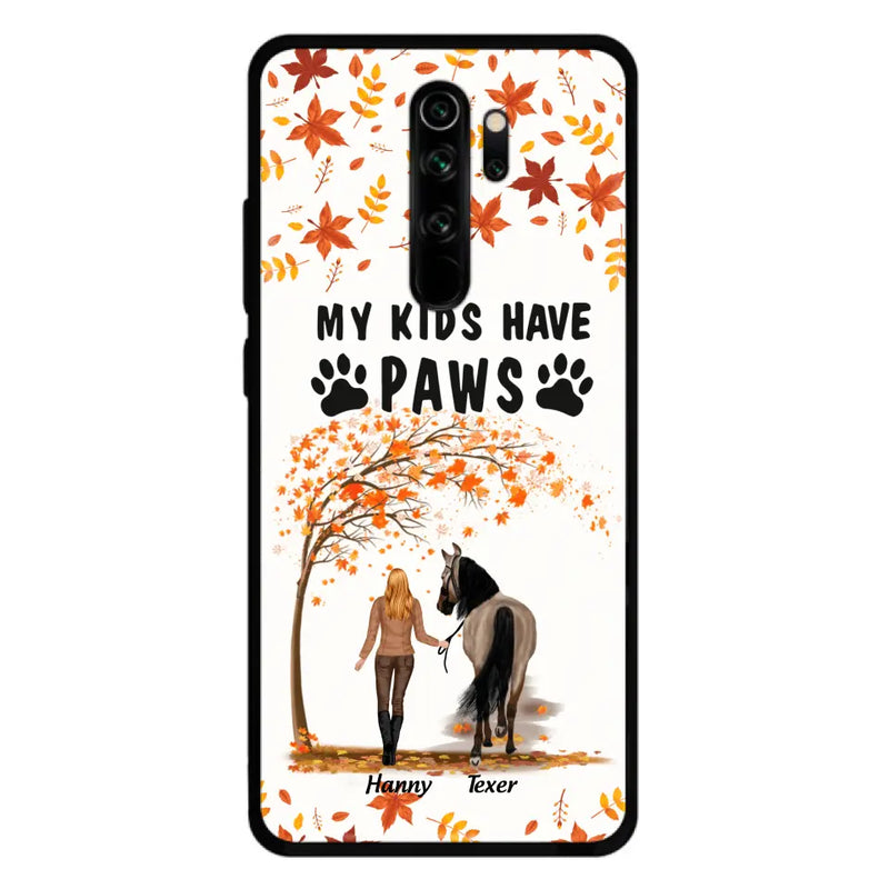 Personalized Horse Mom In Autumn Phone Case - Girl With Up to 2 Horses - My Kids Have Paws - Case For Xiaomi, Oppo And Huawei