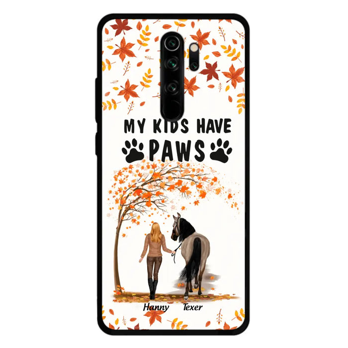 Personalized Horse Mom In Autumn Phone Case - Girl With Up to 2 Horses - My Kids Have Paws - Case For Xiaomi, Oppo And Huawei