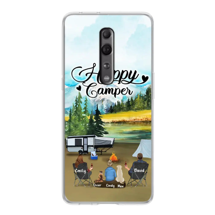 Personalized Camping Phone Case - Parents With 1 Kids And 2 Pets - Best Gift For Family - Happy Camper - Case For Xiaomi, Oppo And Huawei