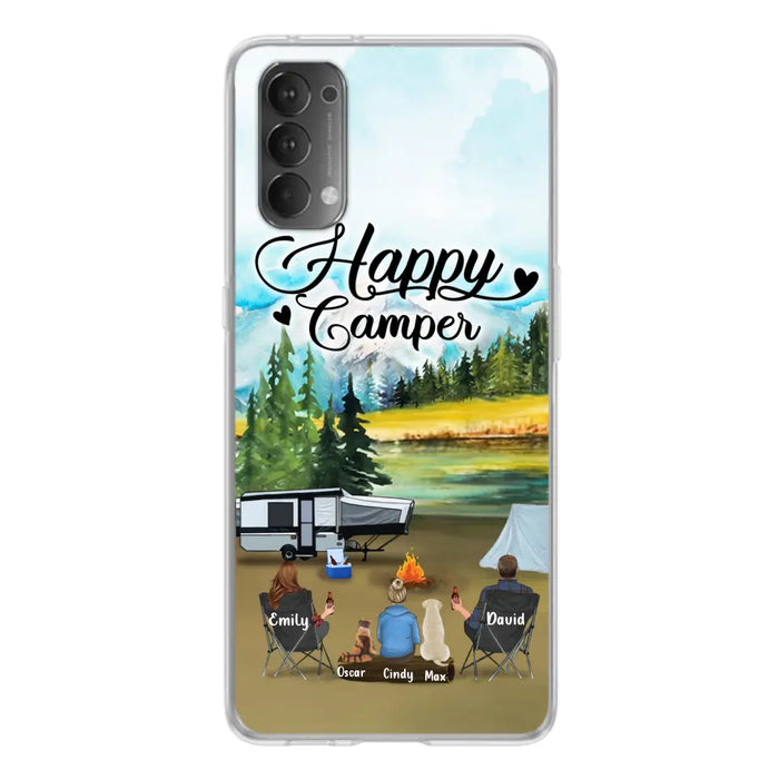 Personalized Camping Phone Case - Parents With 1 Kids And 2 Pets - Best Gift For Family - Happy Camper - Case For Xiaomi, Oppo And Huawei