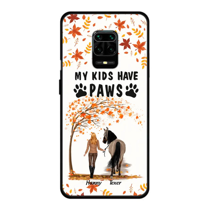 Personalized Horse Mom In Autumn Phone Case - Girl With Up to 2 Horses - My Kids Have Paws - Case For Xiaomi, Oppo And Huawei
