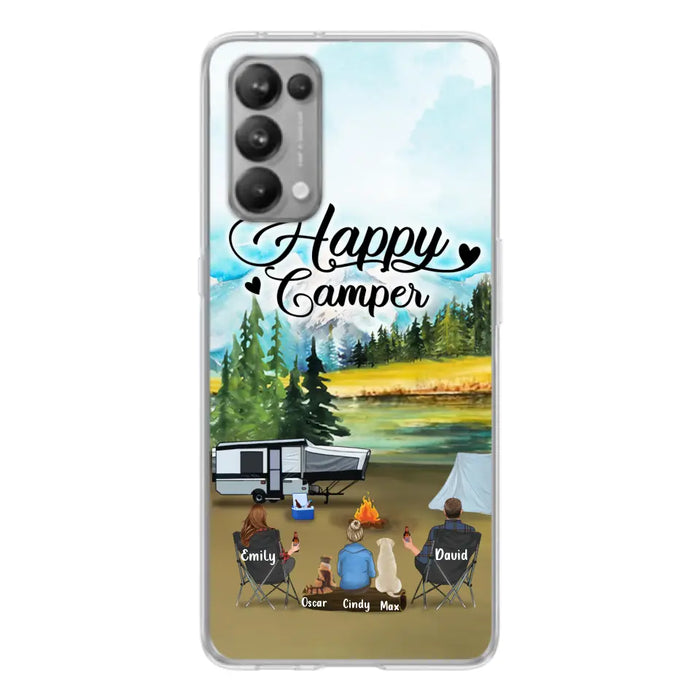Personalized Camping Phone Case - Parents With 1 Kids And 2 Pets - Best Gift For Family - Happy Camper - Case For Xiaomi, Oppo And Huawei