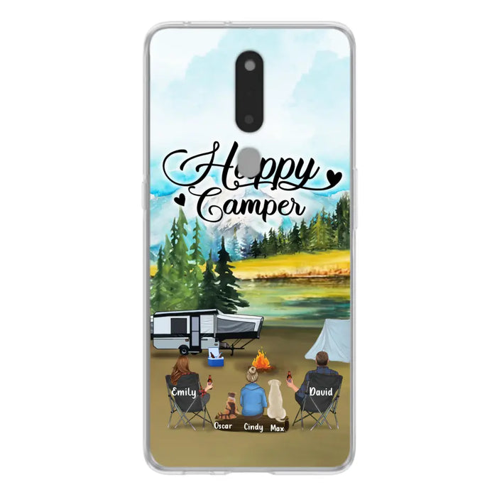 Personalized Camping Phone Case - Parents With 1 Kids And 2 Pets - Best Gift For Family - Happy Camper - Case For Xiaomi, Oppo And Huawei