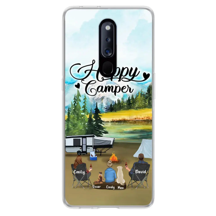 Personalized Camping Phone Case - Parents With 1 Kids And 2 Pets - Best Gift For Family - Happy Camper - Case For Xiaomi, Oppo And Huawei