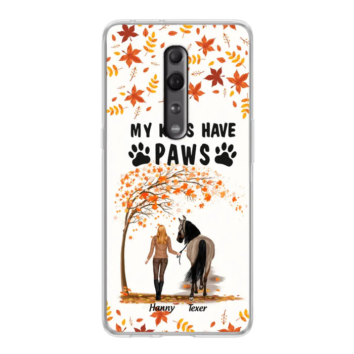 Personalized Horse Mom In Autumn Phone Case - Girl With Up to 2 Horses - My Kids Have Paws - Case For Xiaomi, Oppo And Huawei
