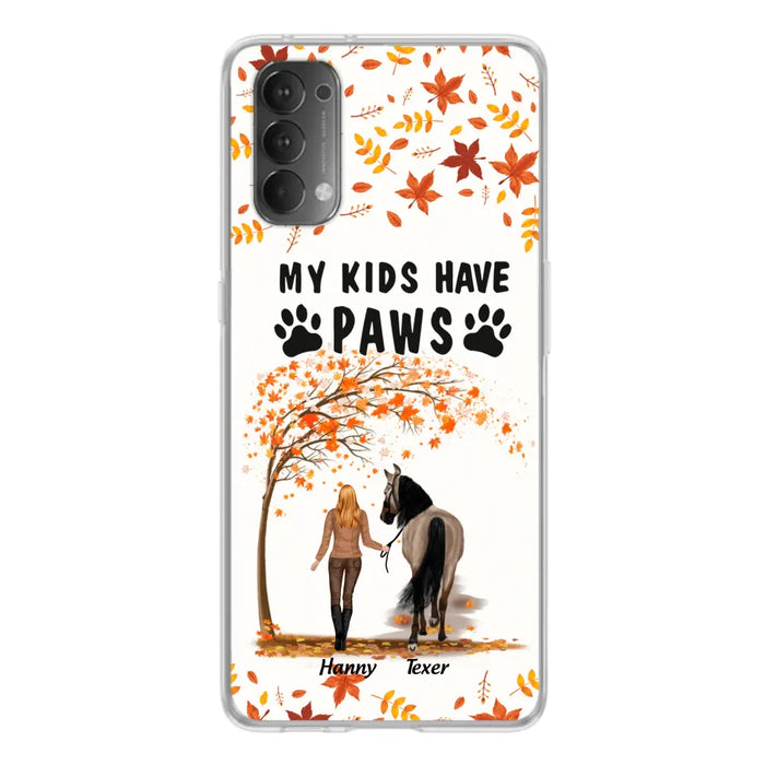 Personalized Horse Mom In Autumn Phone Case - Girl With Up to 2 Horses - My Kids Have Paws - Case For Xiaomi, Oppo And Huawei