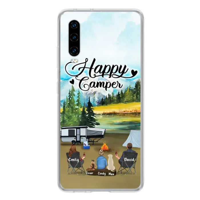 Personalized Camping Phone Case - Parents With 1 Kids And 2 Pets - Best Gift For Family - Happy Camper - Case For Xiaomi, Oppo And Huawei